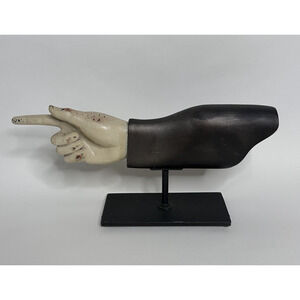 Rustic Pointing Hand on Metal Stand Retro Vintage Decor